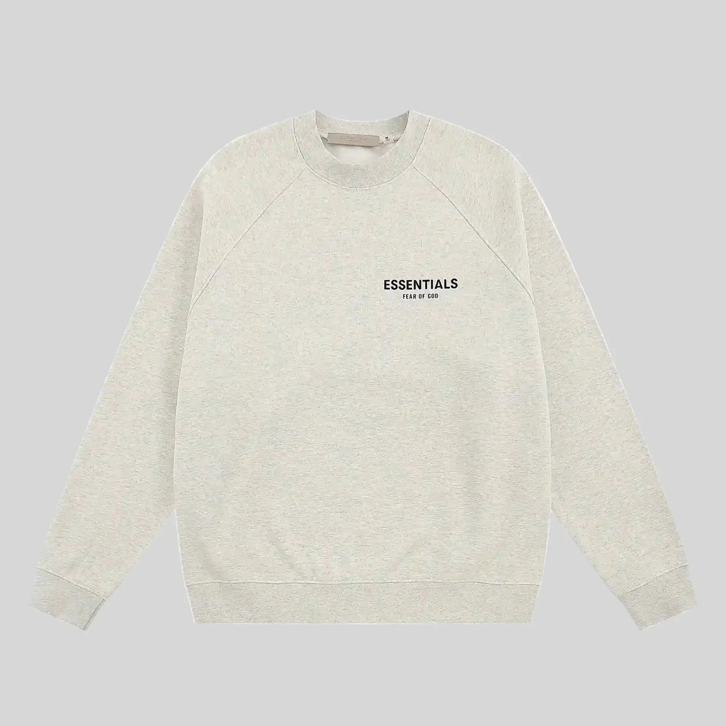 Fear of God Essentials cloud dance crewneck sweatshirt front view core fleece