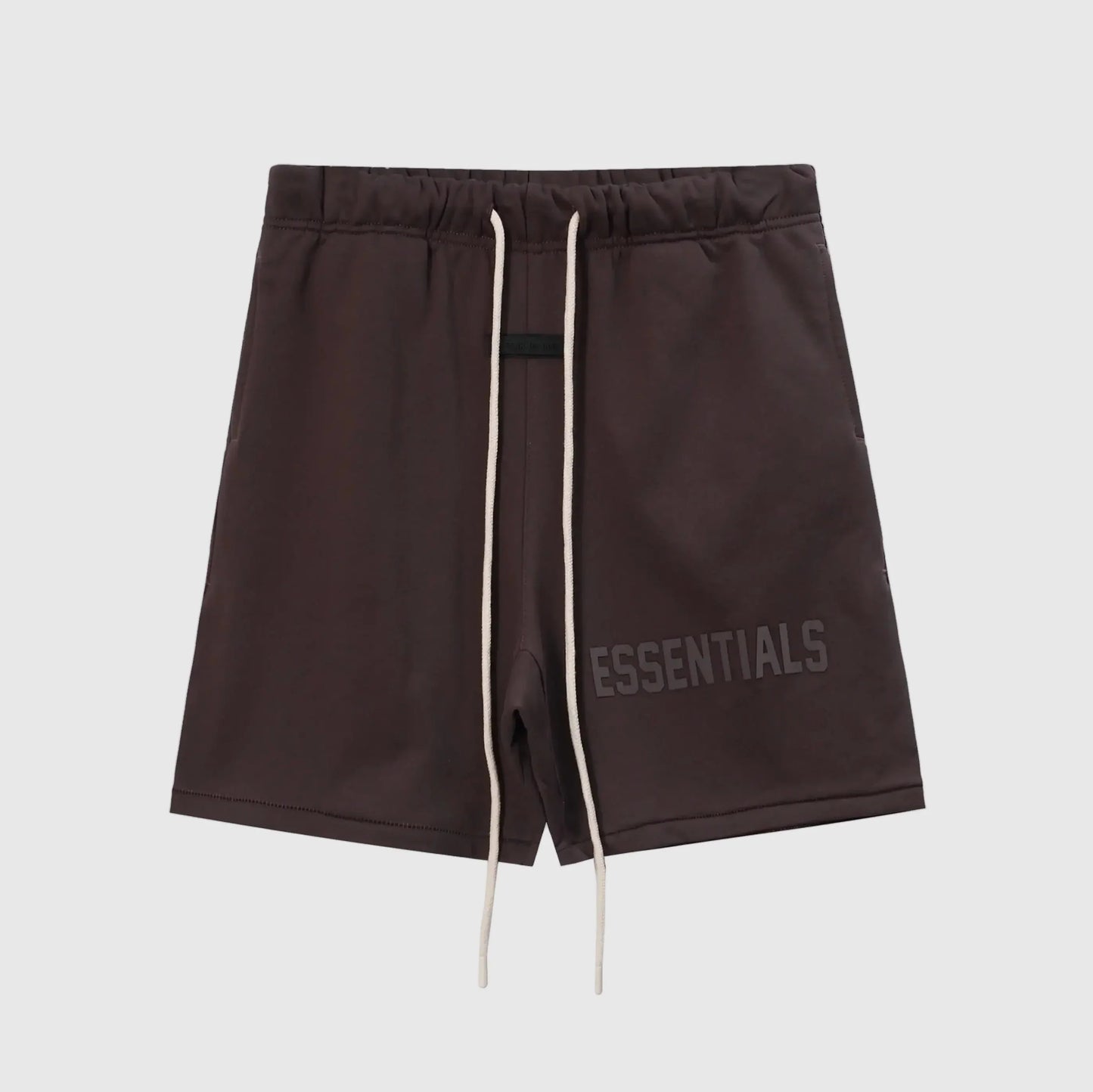 Essentials Congo Brown fleece shorts front view – Fear of God