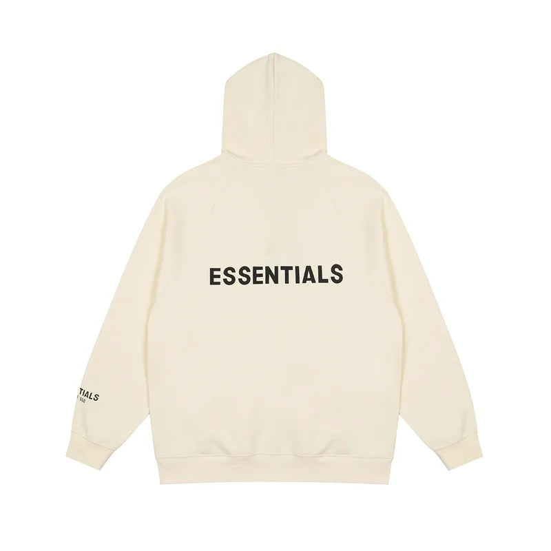ESSENTIALS Clothing Light Cream Zip Fleece Hoodie