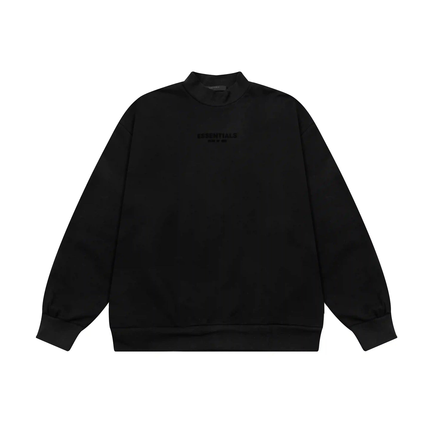Black Essentials top center front rubberized black bar branding detail