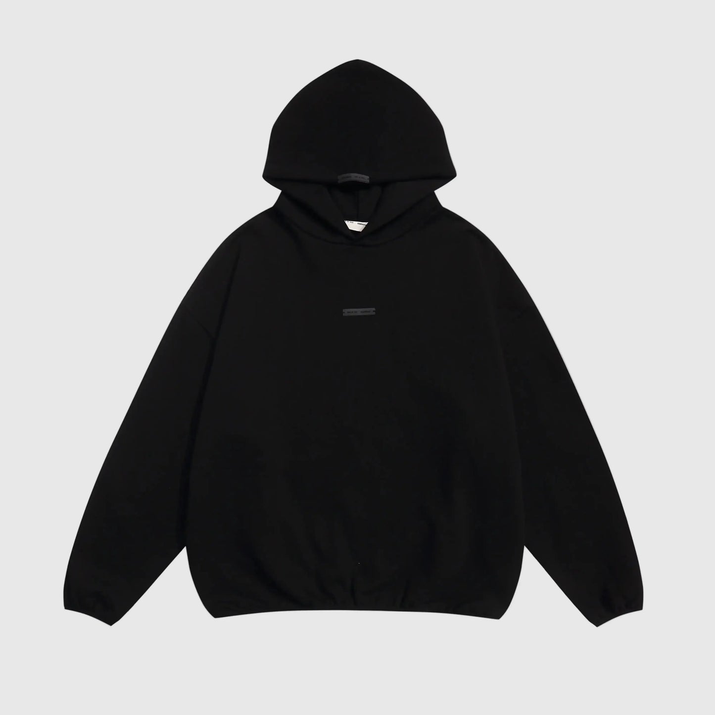 Essentials Black pullover hoodie front view – Fear of God