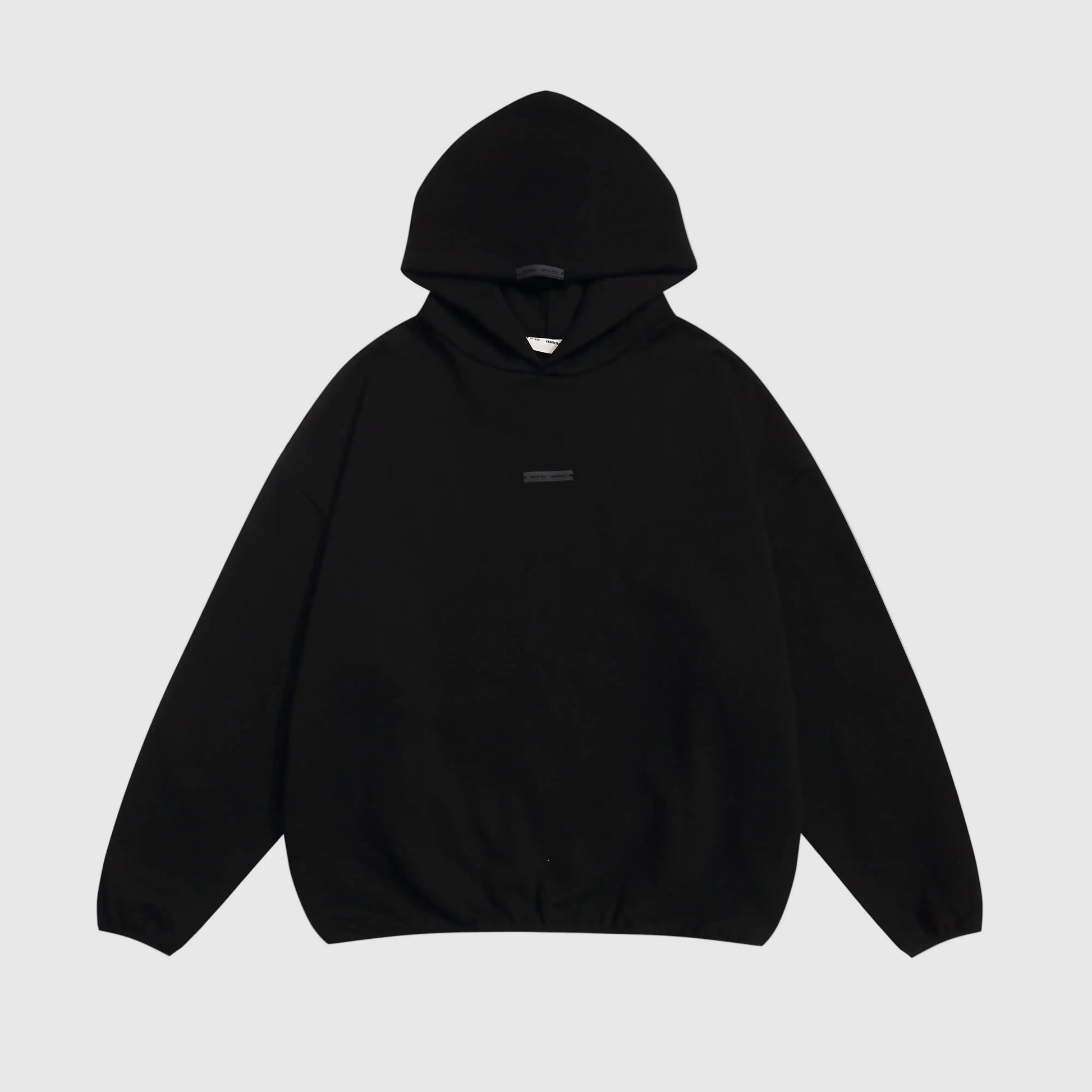 Essentials Black pullover hoodie front view – Fear of God