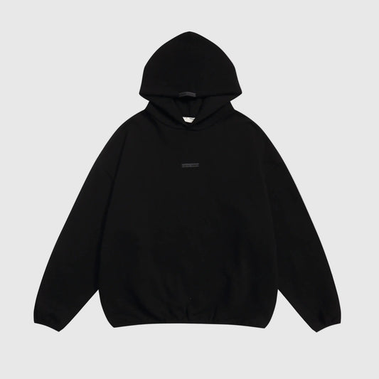 Essentials Black pullover hoodie front view – Fear of God