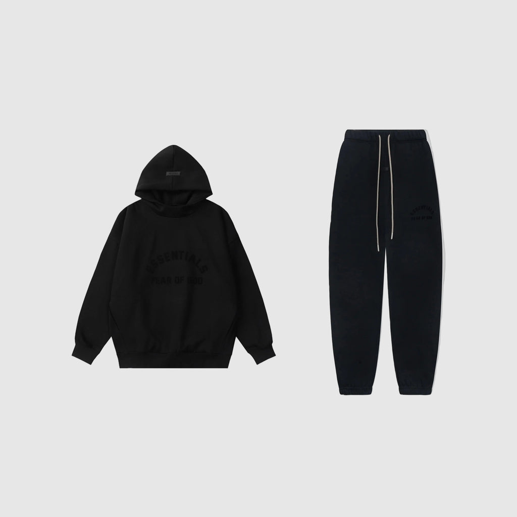 Black Font ESSENTIALS Fear of God Clothing Black Tracksuit 1