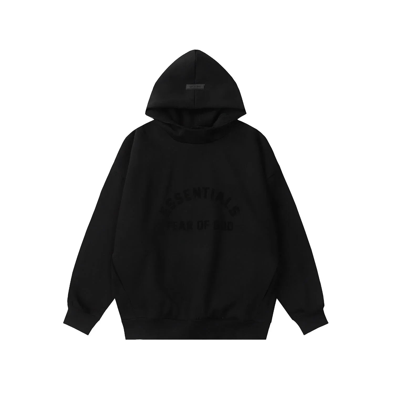 Essentials black lounge core fleece joggers with elastic waistband comfort by Fear Of God