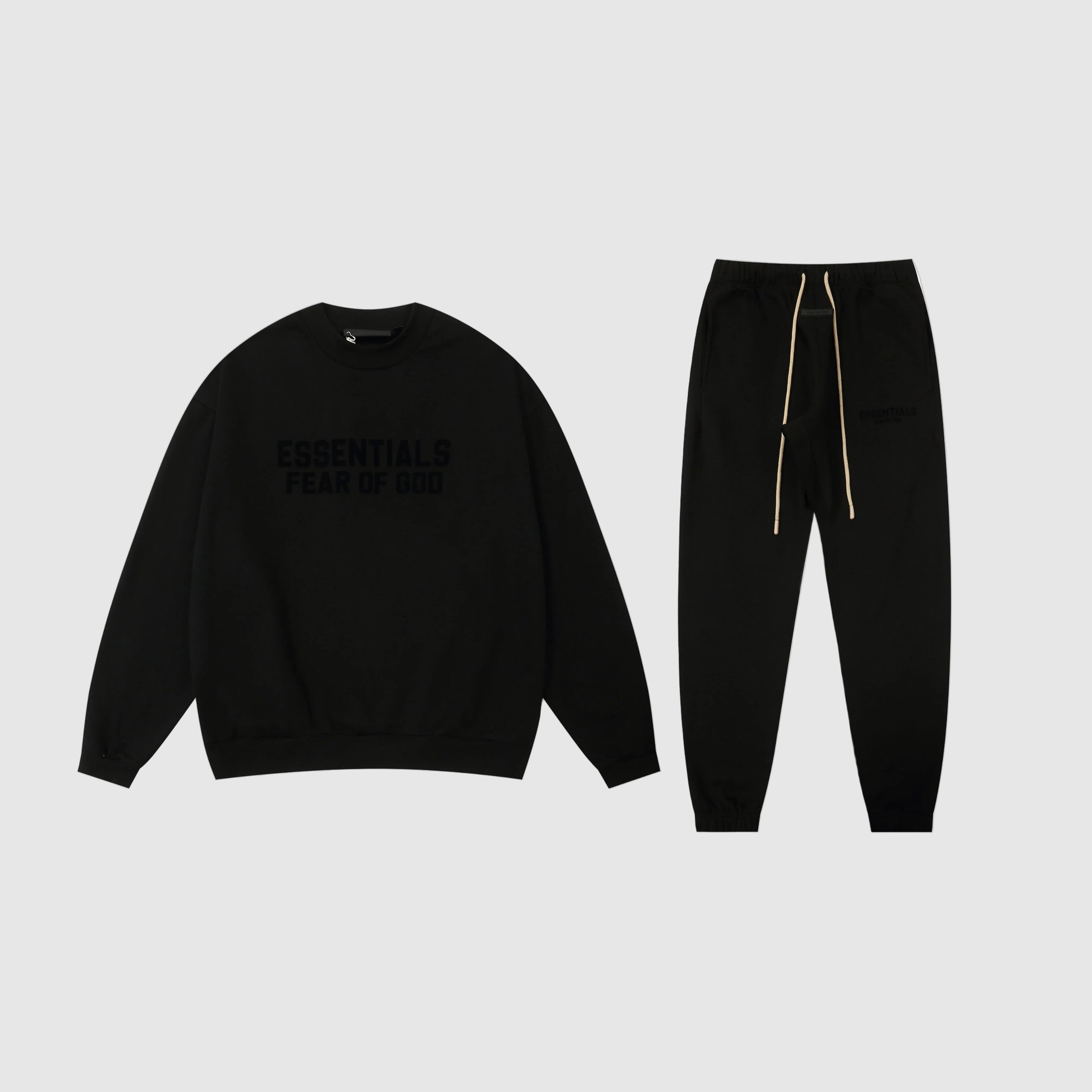 Black Font Fear of God ESSENTIALS Clothing Longsleeve Black Sweatshirt Tracksuit 1
