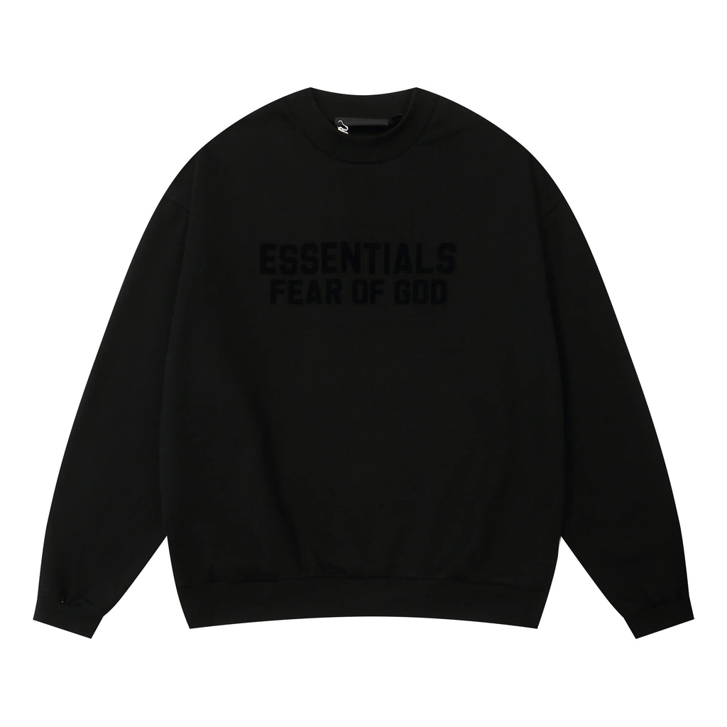 Black Font Fear of God ESSENTIALS Clothing Longsleeve Black Sweatshirt Tracksuit 3
