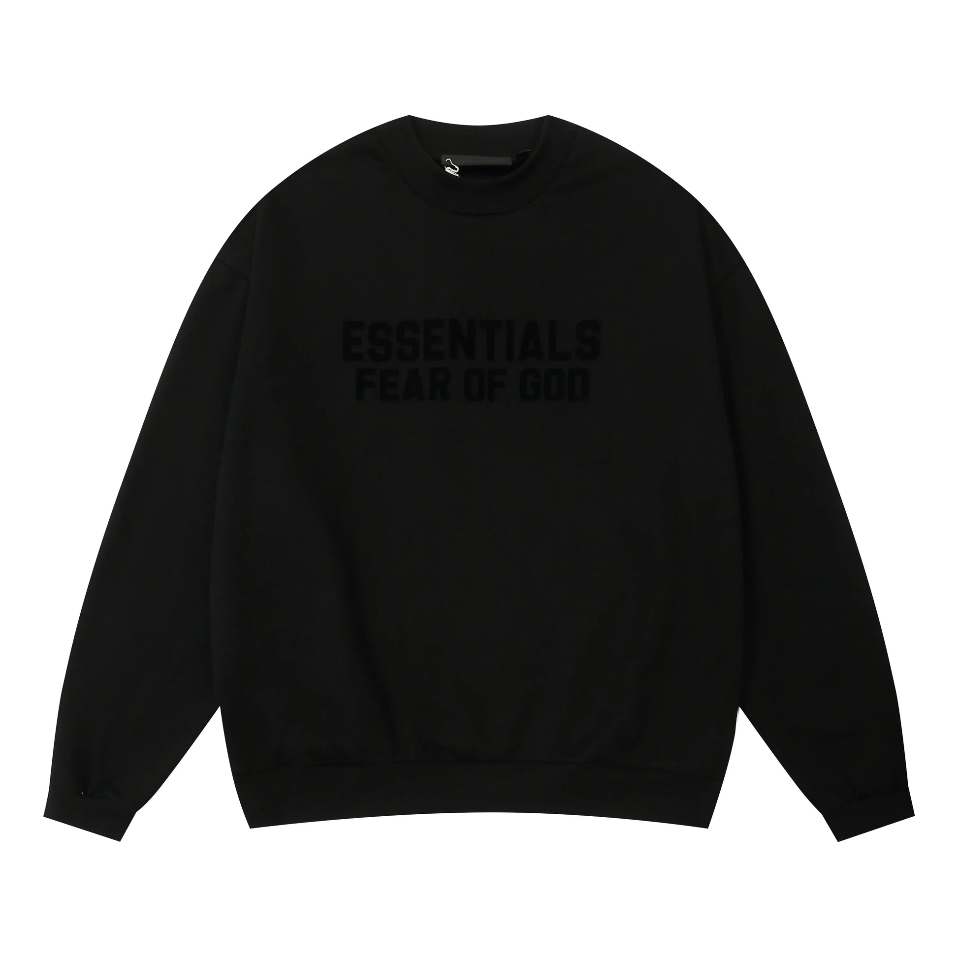 Fear of God essentials black tracksuit minimalist design front view