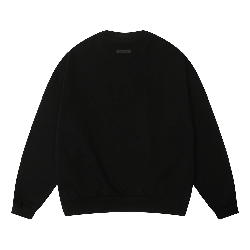 Black Font Fear of God ESSENTIALS Clothing Longsleeve Black Sweatshirt Tracksuit 4