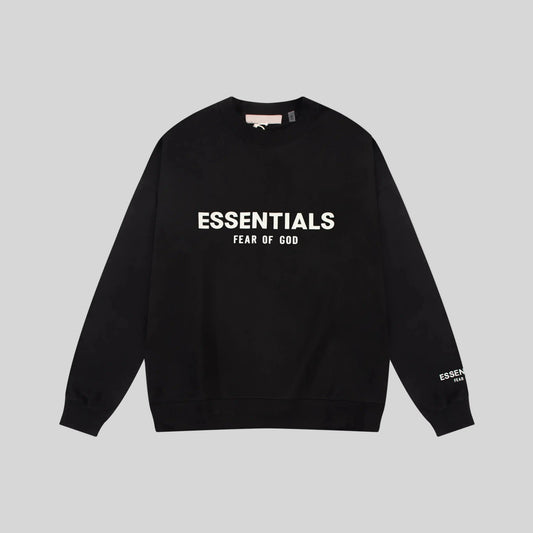 essentials black sweatshirt relaxed fit streetwear