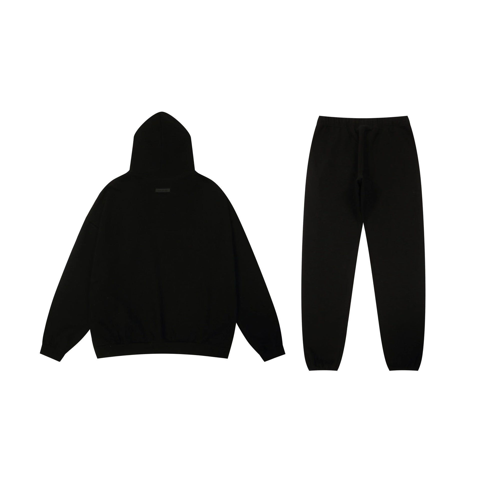 Essentials tracksuit black full set angled view relaxed fit