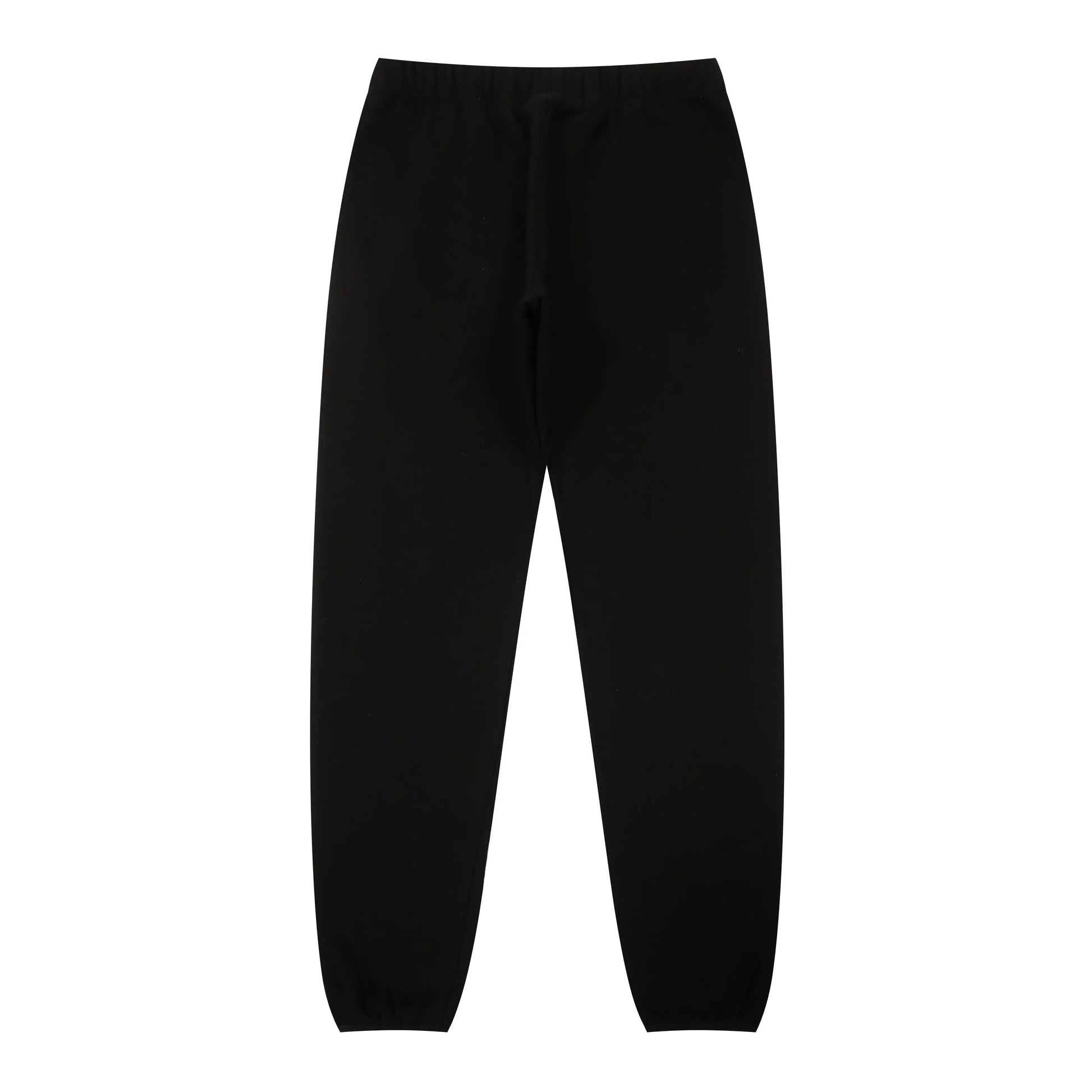 Essentials rubberized label detail on black hoodie tracksuit
