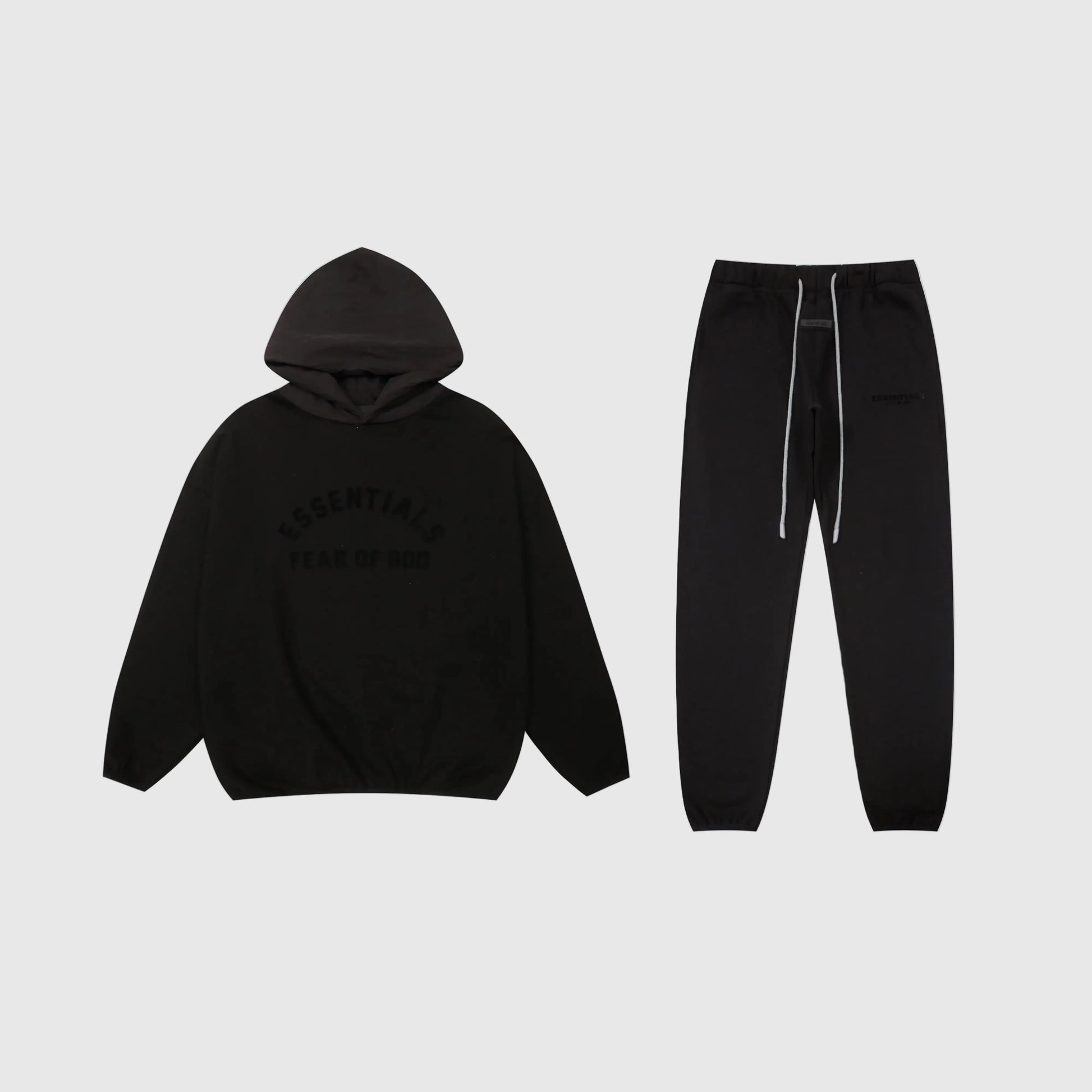 Essentials black daily comfort fleece tracksuit set with relaxed fit by Fear Of God