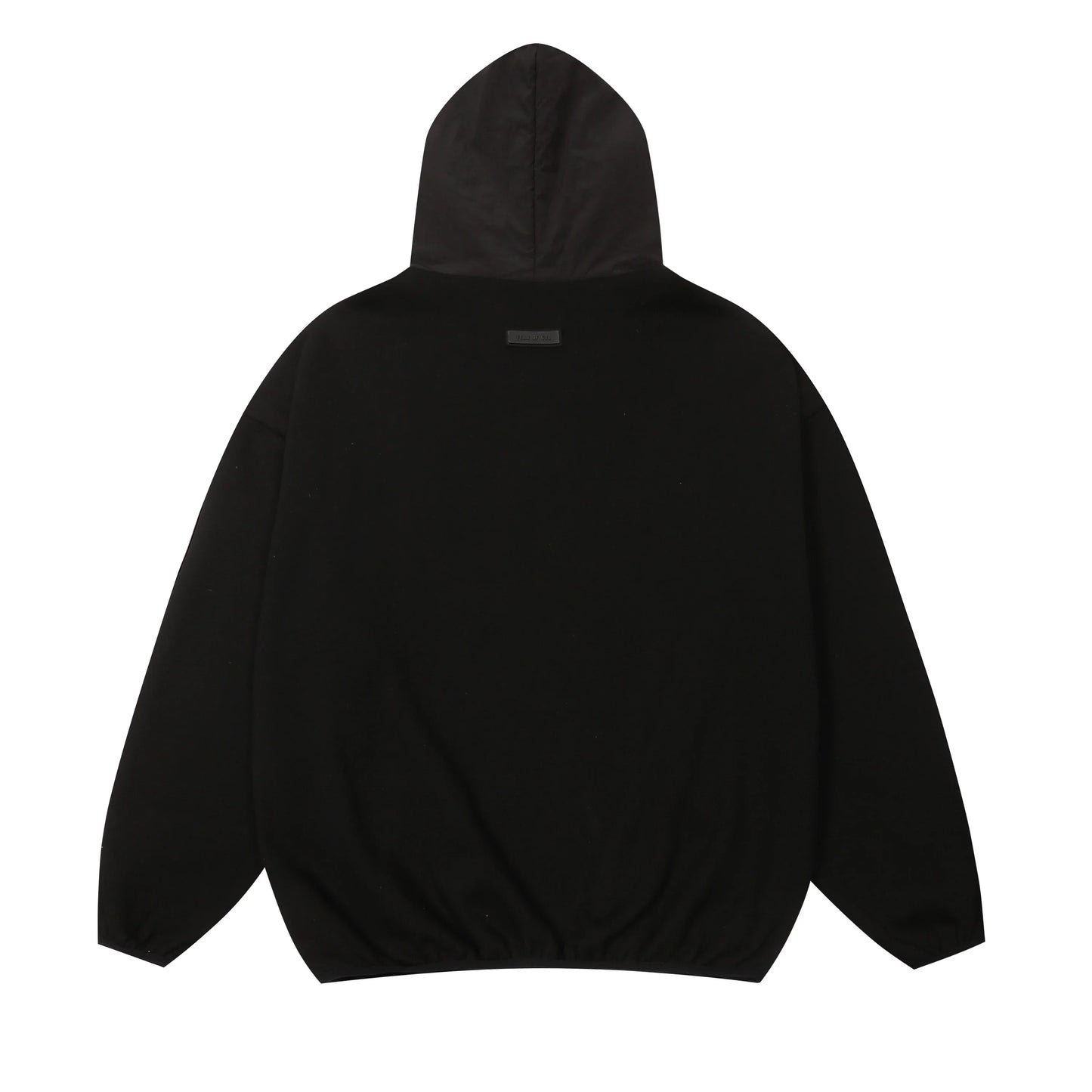 Design details of Essentials black daily comfort fleece tracksuit by Fear Of God