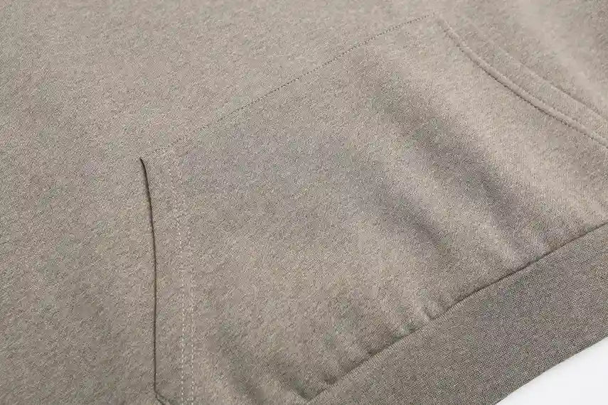 Essentials Dark Heather Oatmeal pullover hoodie back view – Fear of God
