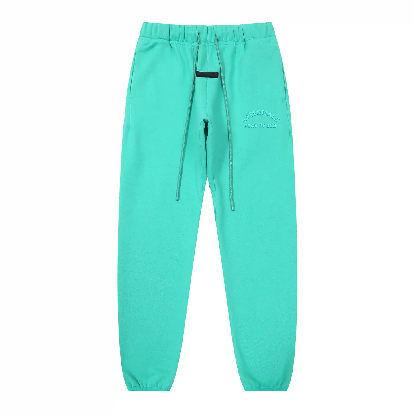 Essentials aqua green tracksuit back view set with hood and joggers