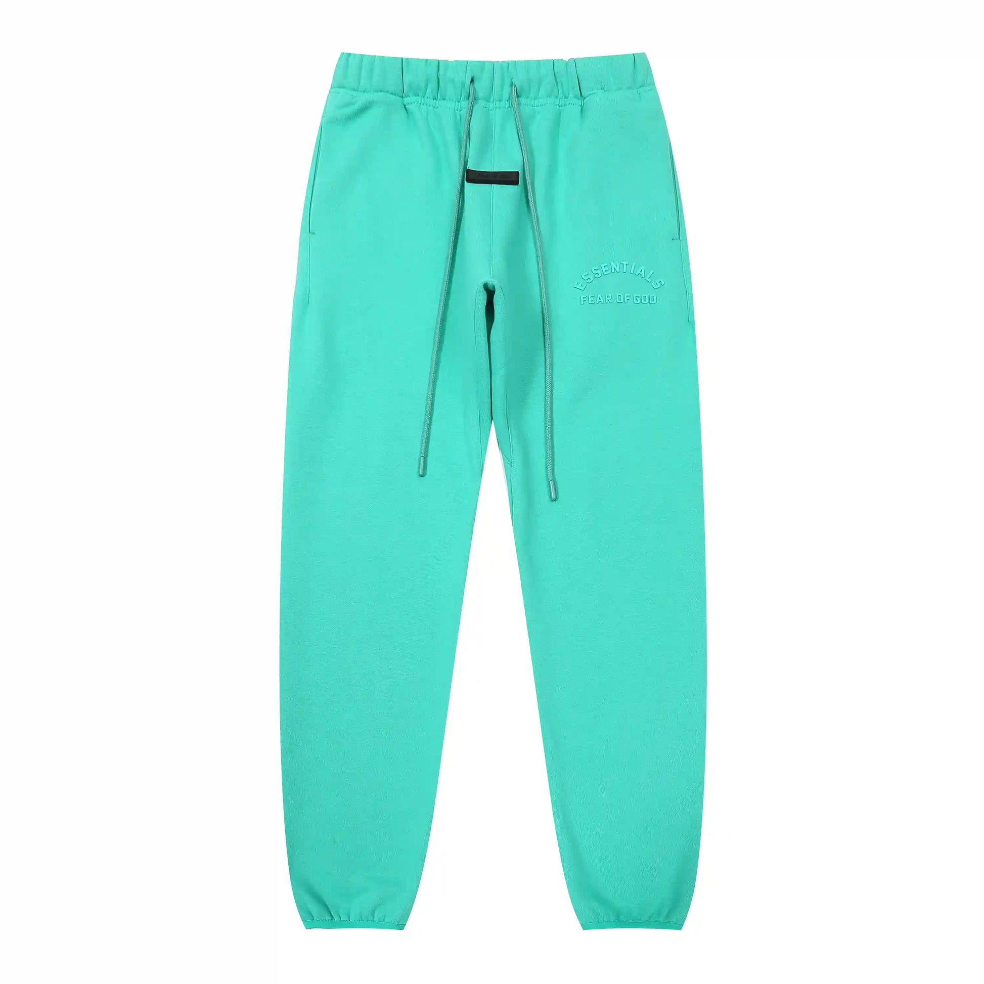 Essentials aqua green tracksuit back view set with hood and joggers