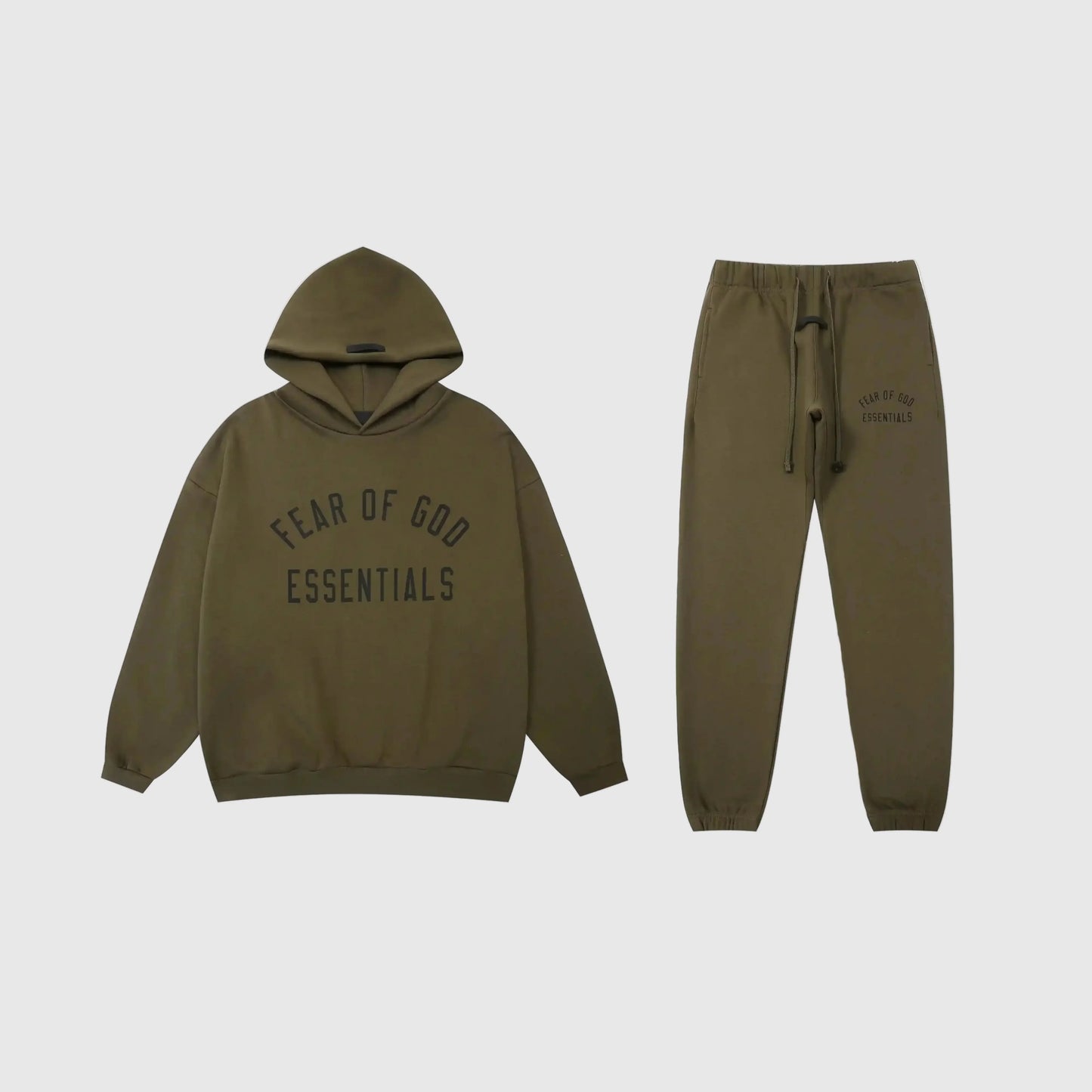 Essentials Woodland Hoodie Set front view – Fear of God matching set