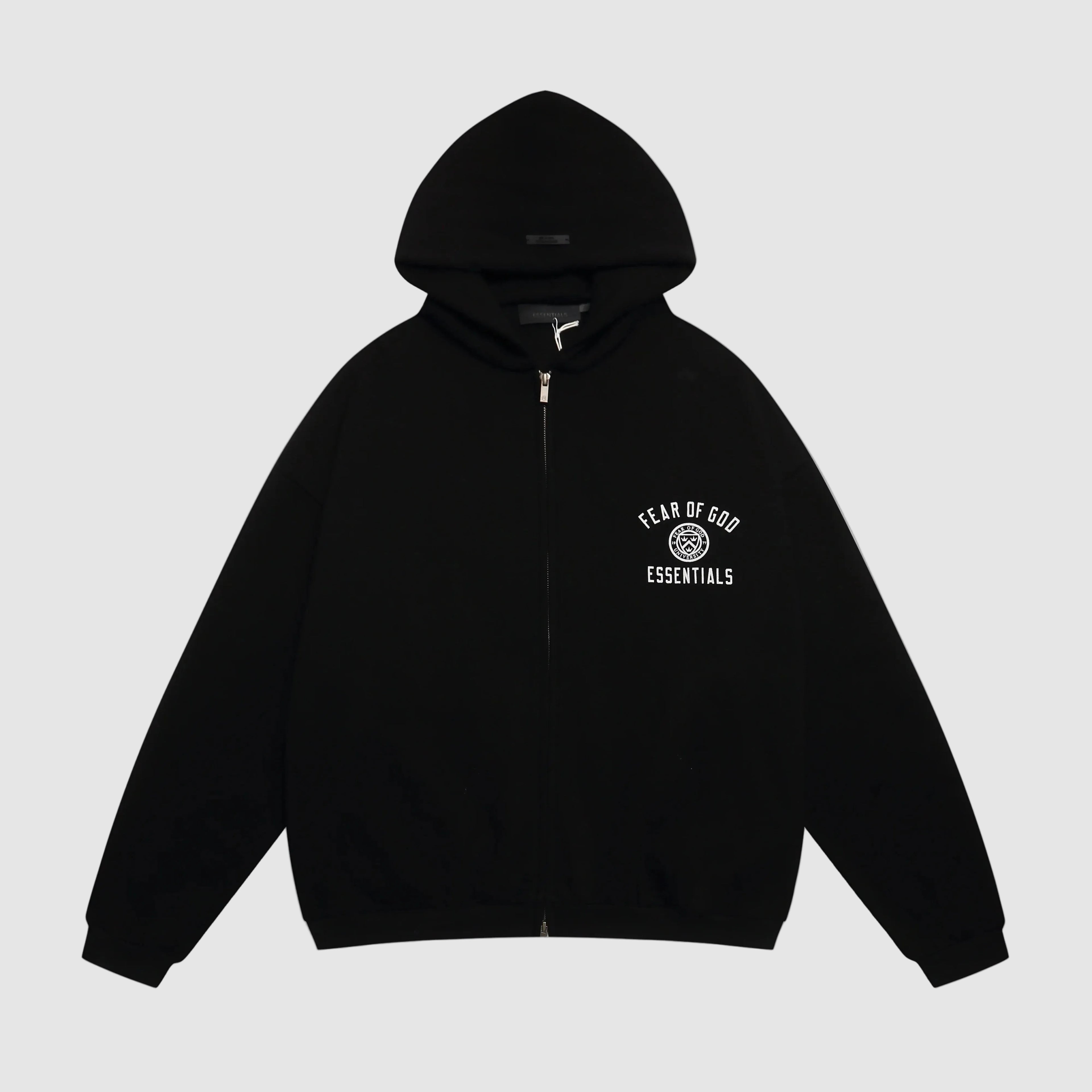 ESSENTIALS Fear Of God Zip Black FOG State Hoodie