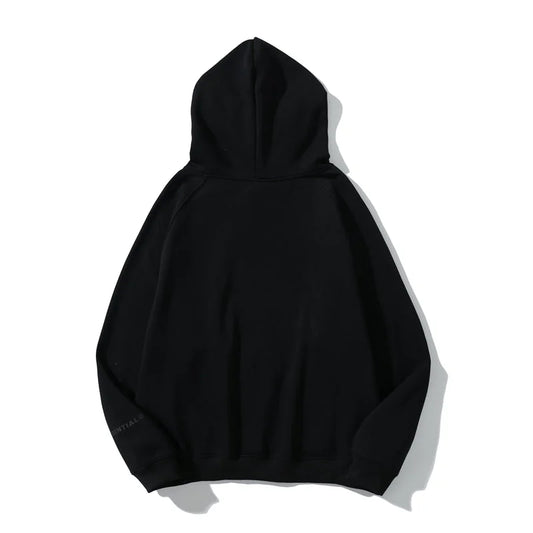 essentials oversized black hoodie soft fleece pullover casual