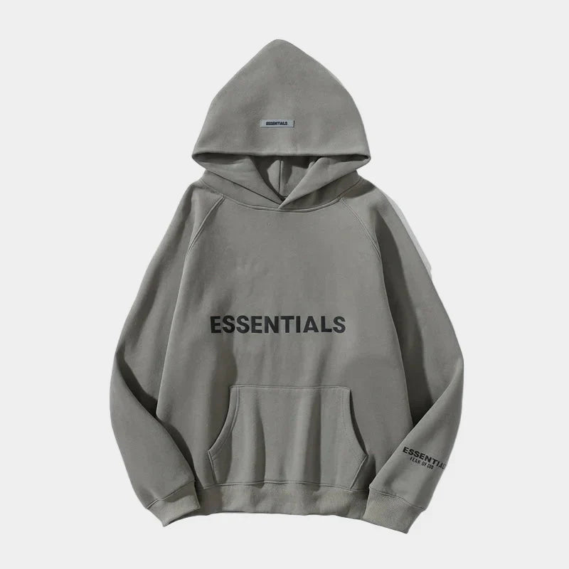 essentials oversized grey hoodie relaxed fit streetwear