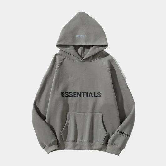 essentials oversized grey hoodie relaxed fit streetwear