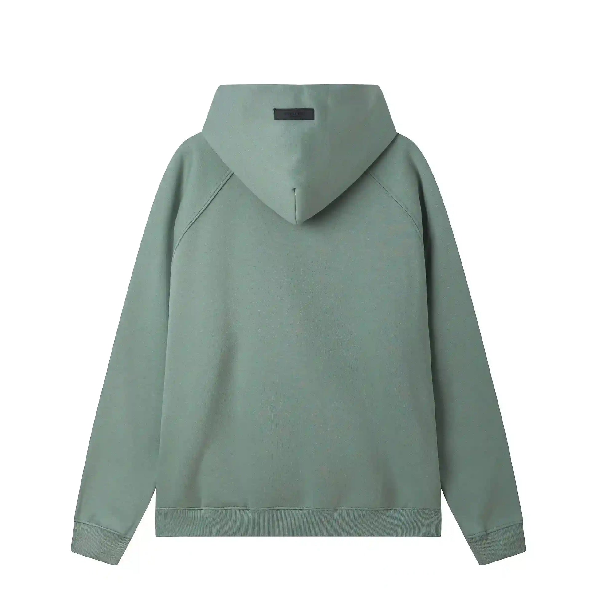 Essentials mint blue hoodie back view relaxed fit heavyweight core fleece