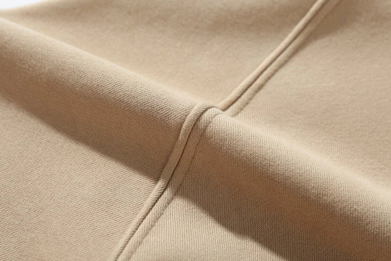 essentials oversized brown hoodie ribbed cuffs and hem detail