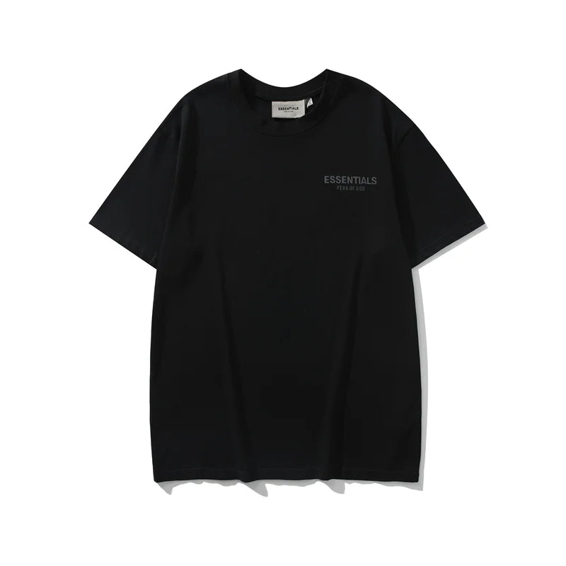Premium cotton detail on Essentials black minimal t-shirt by Fear of God