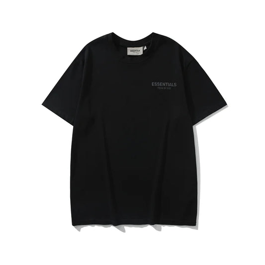 Premium cotton detail on Essentials black minimal t-shirt by Fear of God