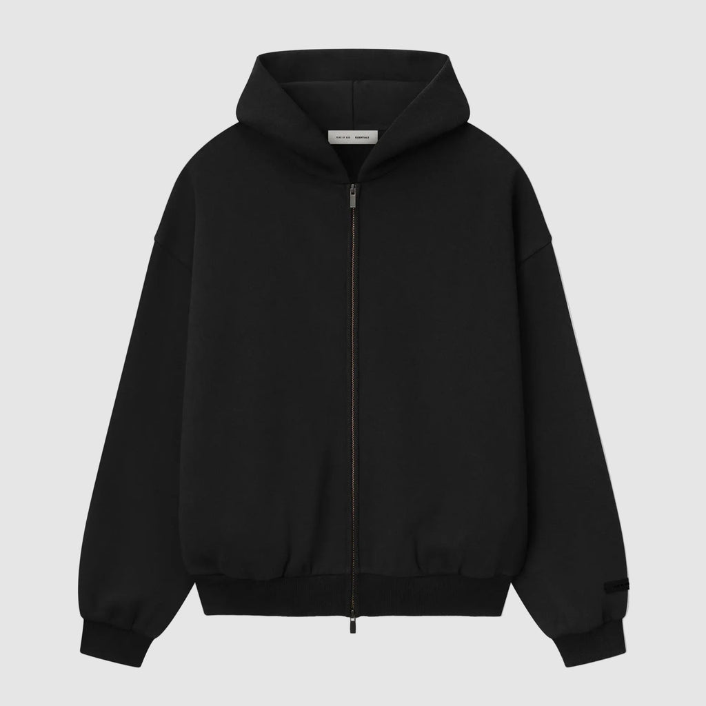 Essentials Black Fear Of God Zip Hoodie