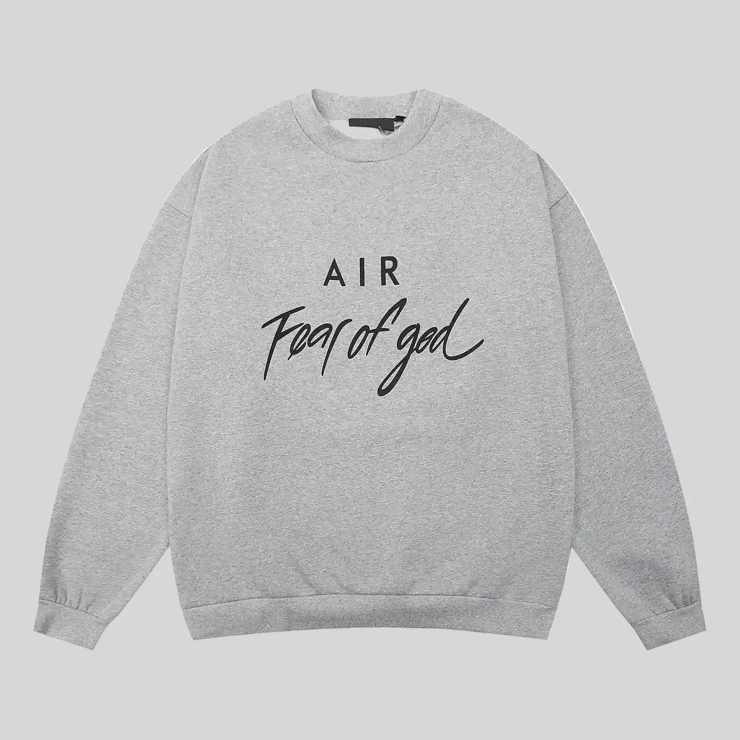 essentials dark heather oatmeal sweatshirt relaxed fit streetwear