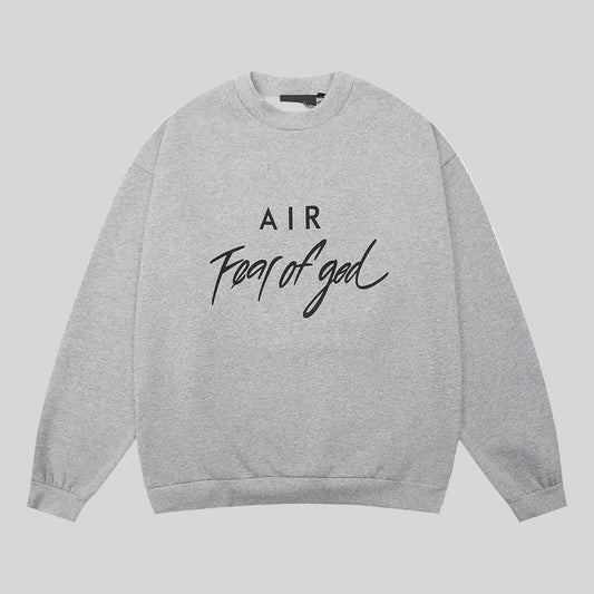 essentials dark heather oatmeal sweatshirt relaxed fit streetwear