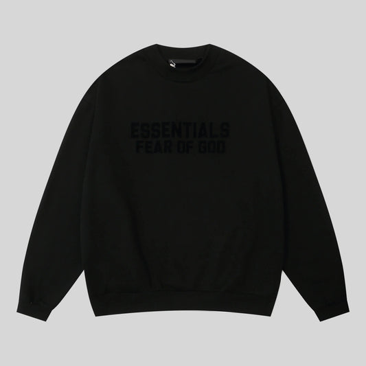 essentials black sweatshirt relaxed fit streetwear