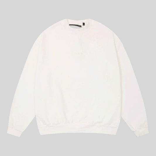 Fear of God Essentials cloud dance crewneck sweatshirt front view core fleece