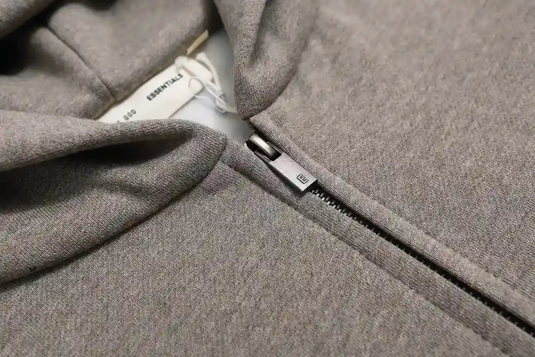 Essentials Clothing FOG Dark Heather Oatmeal Zip Hoodie