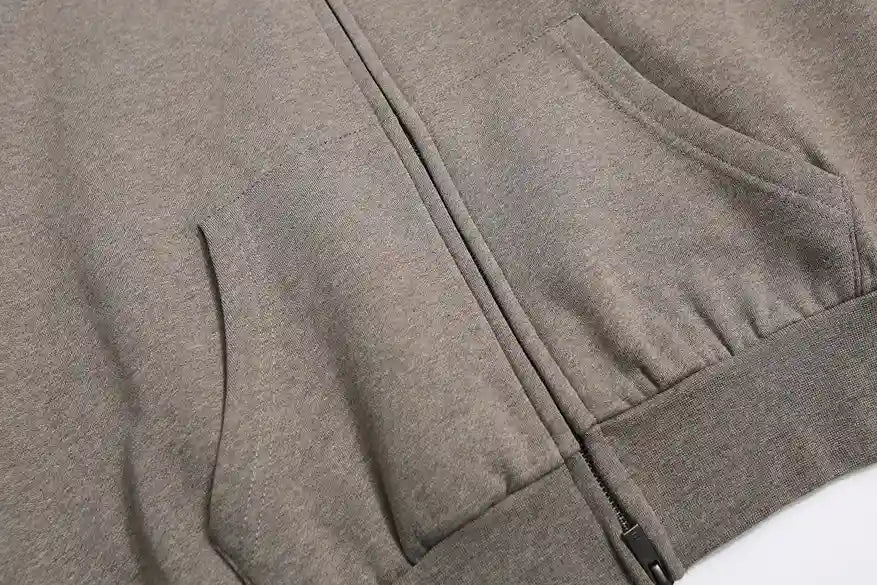 Essentials Clothing FOG Dark Heather Oatmeal Zip Hoodies