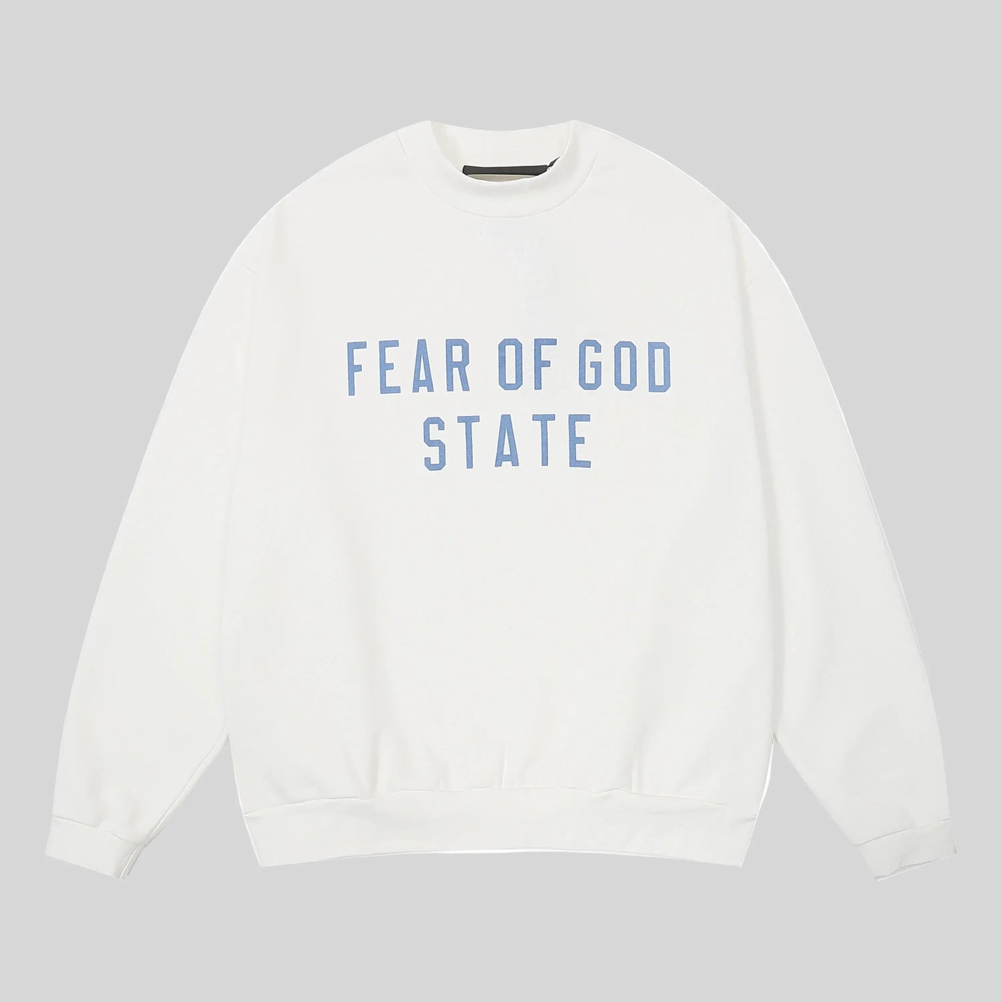 Fear of God Essentials eggshell crewneck sweatshirt front view core fleece