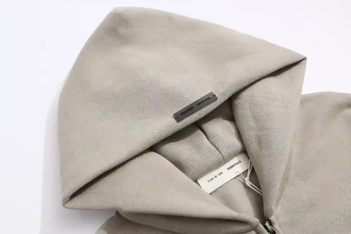 Essentials FOG Zip Heathered Gray Hoodie