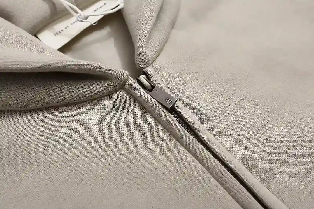 Essentials FOG Zip Heathered Gray Hoodies
