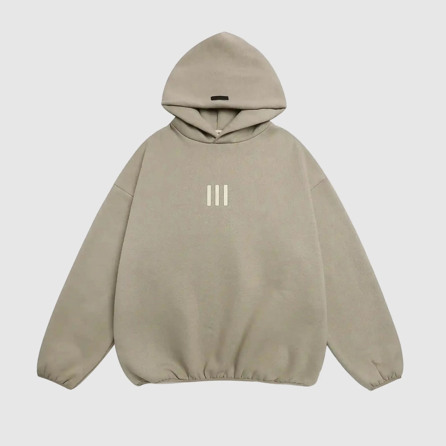 Essentials Heathered Grey Adidas Collab pullover hoodie front view – Fear of God