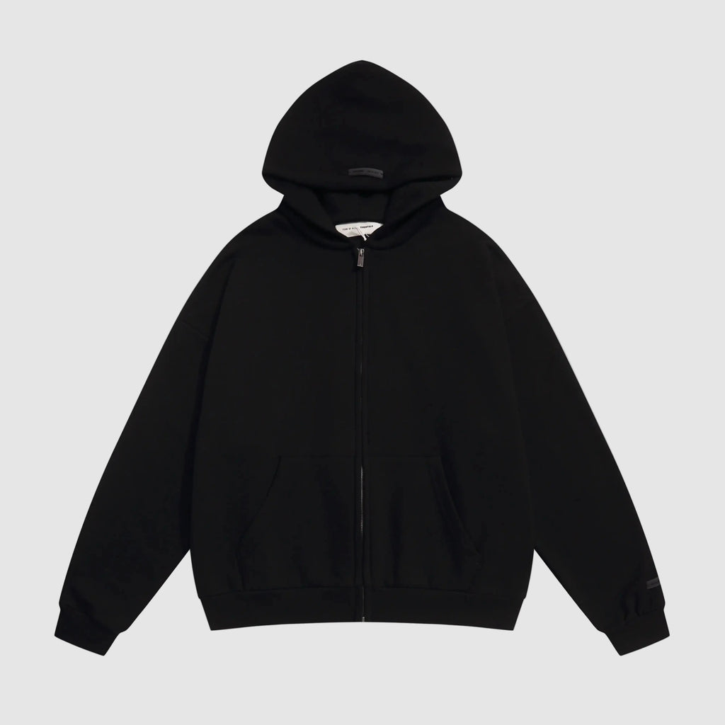 Essentials Fear Of God Black Zip Hoodie