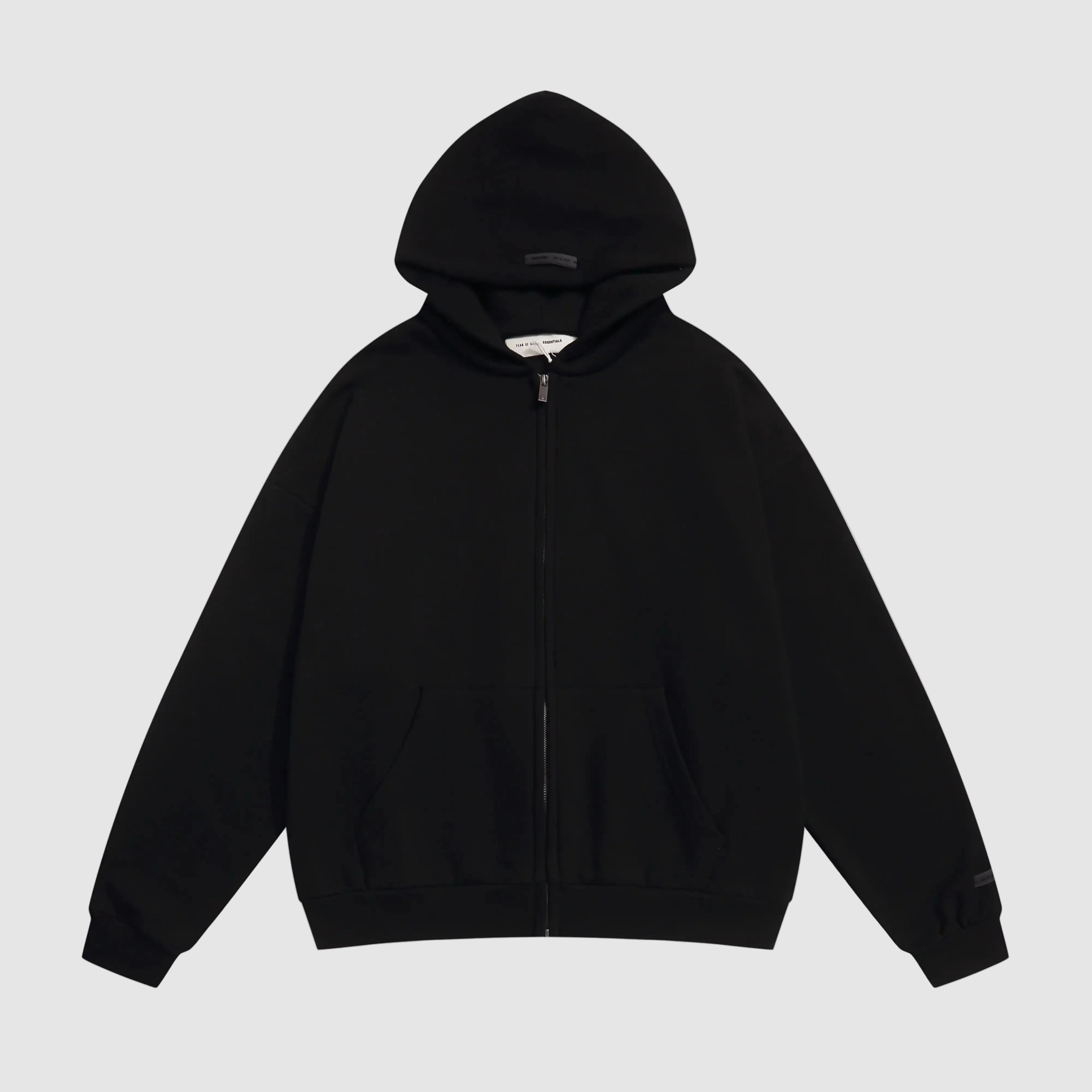 Essentials Fear Of God Black Zip Hoodie