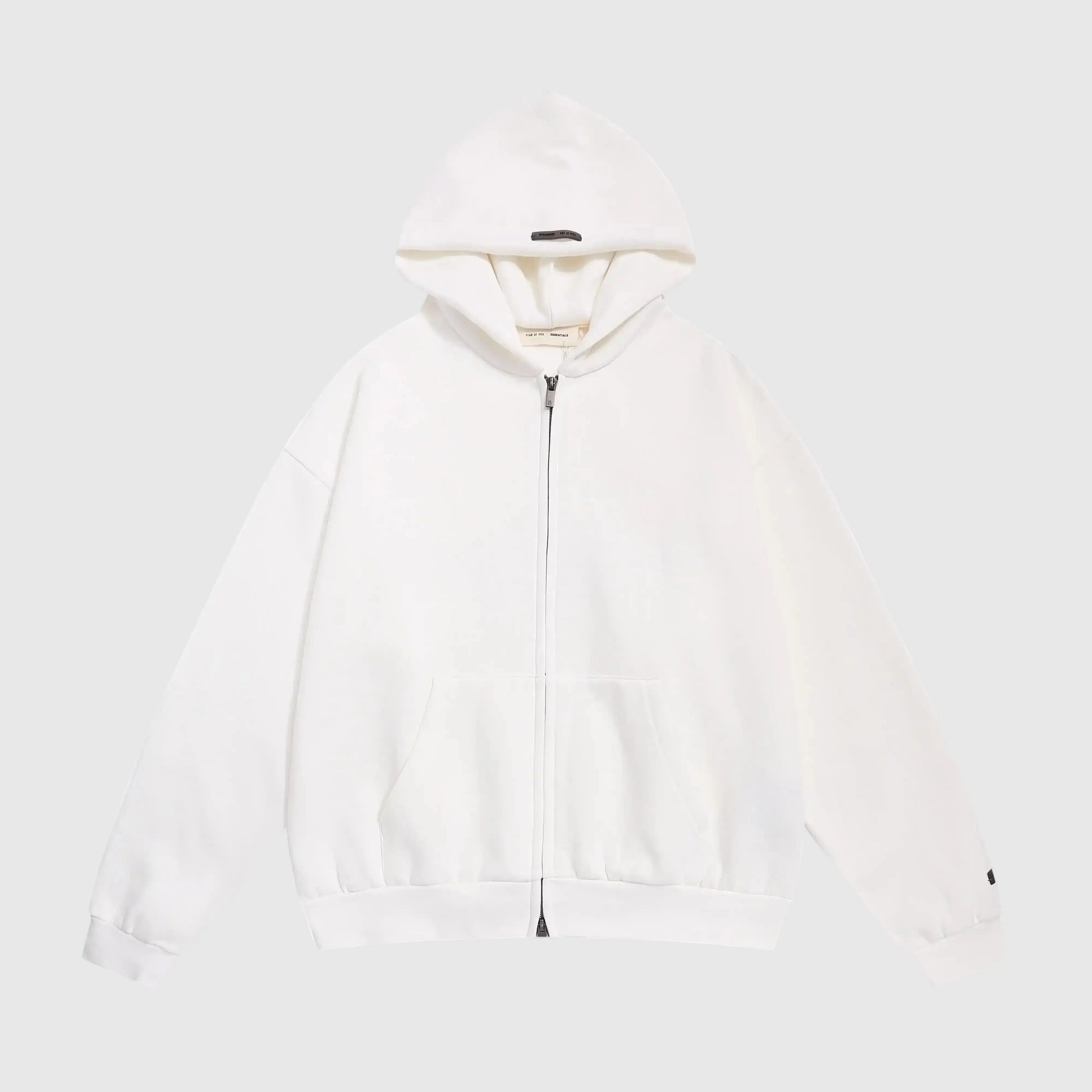 Essentials Cloud Dance zip-up hoodie front view – Fear of God