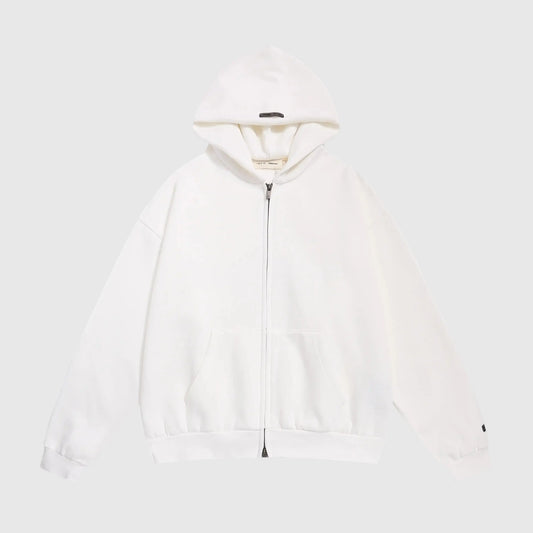 Essentials Cloud Dance zip-up hoodie front view – Fear of God