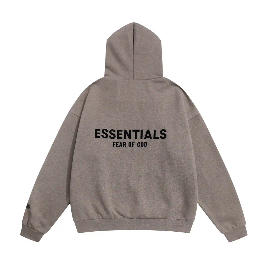 Essentials Fear Of God Dark Heathered Oatmeal Hoodies