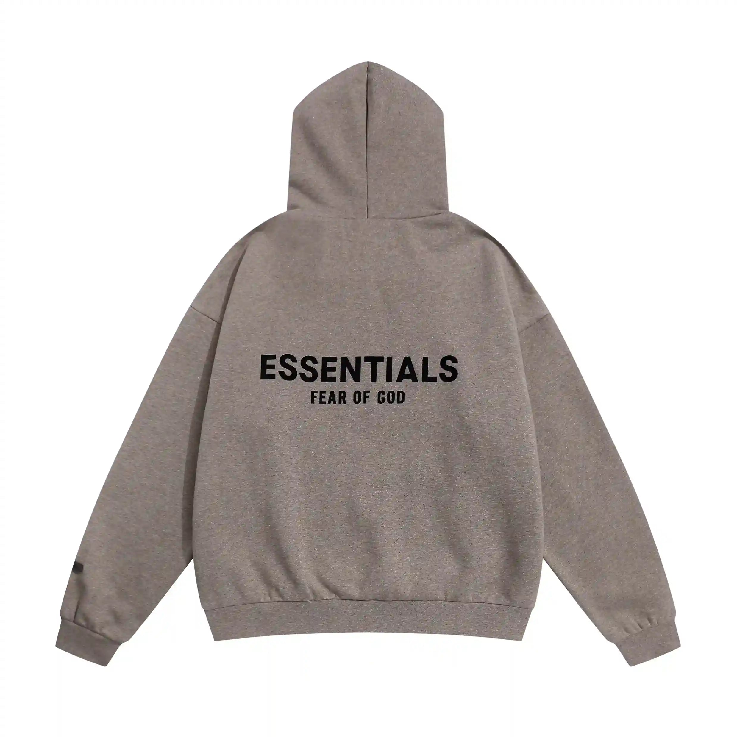 Essentials Fear Of God Dark Heathered Oatmeal Hoodies