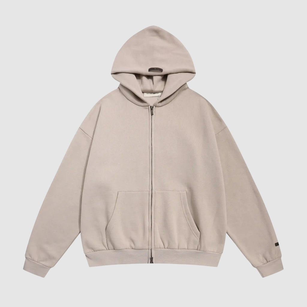 Essentials Fear Of God Heathered Gray Zip Hoodie