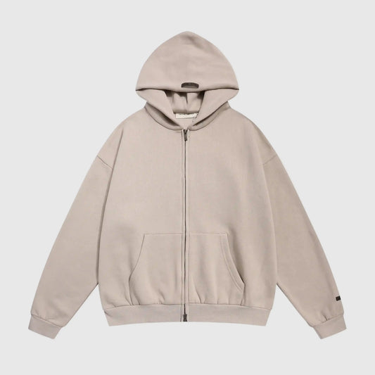 Essentials Fear Of God Heathered Gray Zip Hoodie