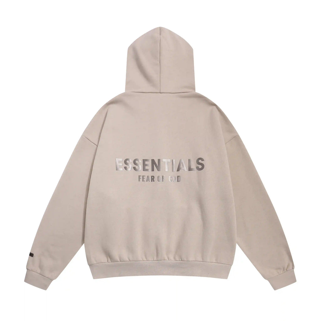 Essentials Fear Of God Heathered Gray Zip Hoodies